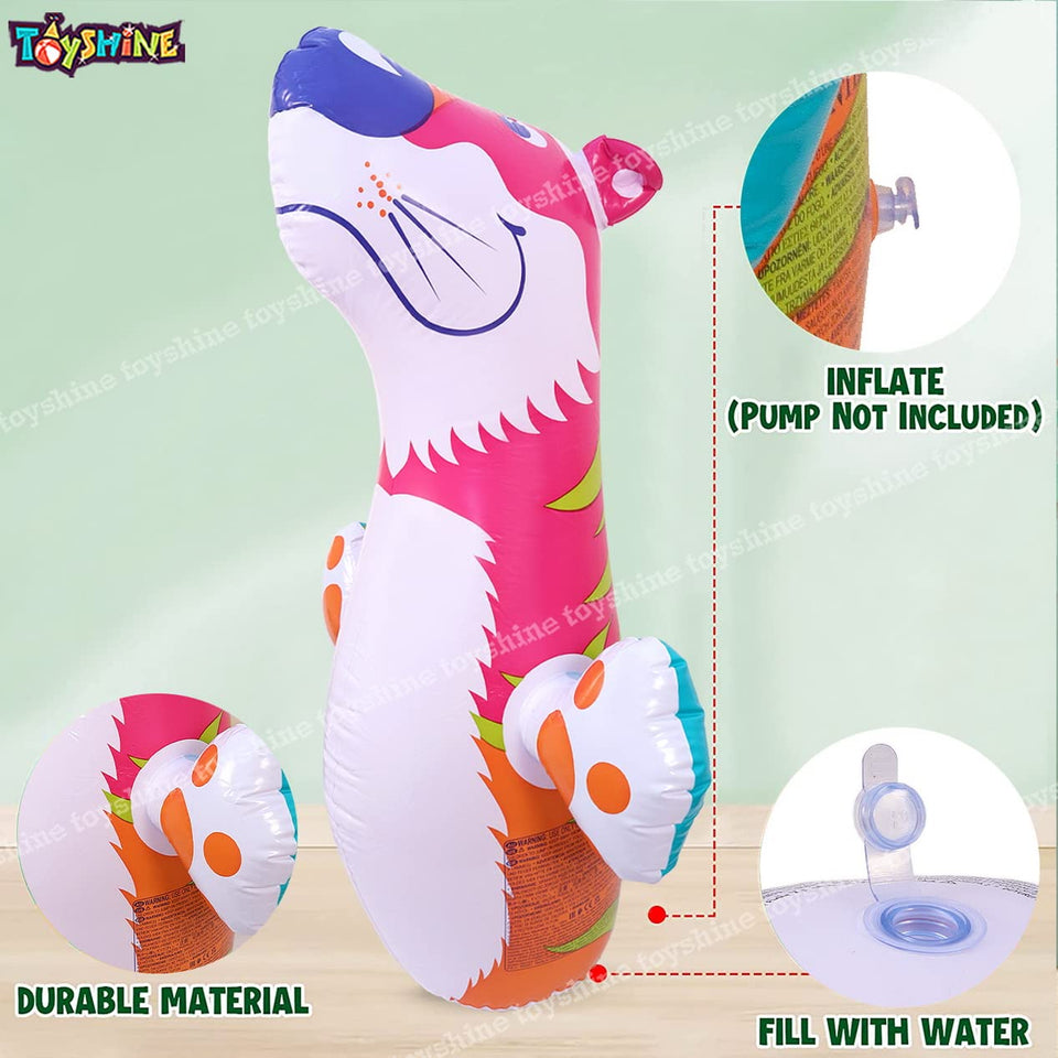 Toyshine Inflatable Hit Me Bop Bag Boxing Wrestling Toy For Kids|Sports Indoor Activity Push Game Kids Toy-Tiger|  Yellow