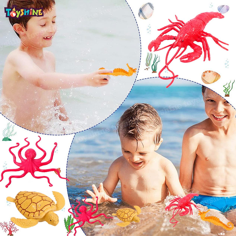 Toyshine Pack of 11 (6 Animals, 5 Trees) Sea World Animals Toy Figure Playing Set for Kids