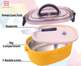 Spanker Lunch Box Thermal Stainless Steel 1000 ml Insulation Brunch Munch Box Tableware Set Portable Lunch Containers for Kid Adult Student Children Keep Food - Yellow