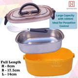 Spanker Lunch Box Thermal Stainless Steel 1000 ml Insulation Brunch Munch Box Tableware Set Portable Lunch Containers for Kid Adult Student Children Keep Food - Yellow