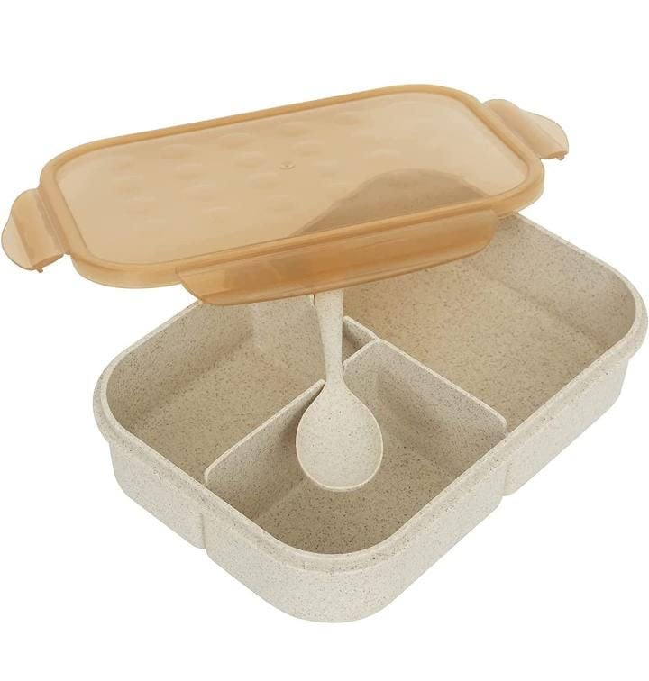 Toyshine Wheat Straw Fibre Made Box for Kids and Adults, 4 Compartment