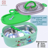 Spanker Dinosaur Lunch Box Thermal Stainless Steel 1000 ML Insulation Brunch Munch Box Tableware Set Portable Lunch Containers for Kid Adult Student Children Keep Food - Green B