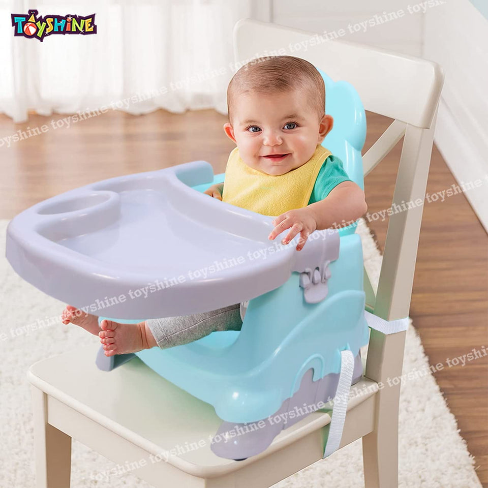 Toyshine Baby Seat Booster Chair Space Saver High Chair Toddler Booster Seat - Portable Feeding Chair with Safety Belt and Food Tray - Green