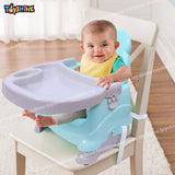 Toyshine Baby Seat Booster Chair Space Saver High Chair Toddler Booster Seat - Portable Feeding Chair with Safety Belt and Food Tray - Green