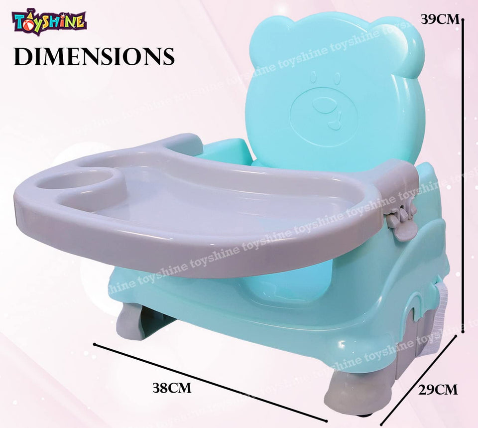 Toyshine Baby Seat Booster Chair Space Saver High Chair Toddler Booster Seat - Portable Feeding Chair with Safety Belt and Food Tray - Green