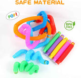 Toyshine LED Flashing Pop Tube Fidget 6 Pcs Toy Fun Pull and Pop Tubes Sensory Tubes for Kids Adults Stretch and Bend ADHD Autism Anxiety Stress Relief Toys Great Gift Party Prizes