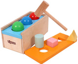 Toyshine Wooden 2 in 1 Wooden Ball Hammer Pound Shape Sorter Toy for Toddlers, 7 Shapes, 3 Balls 1 Hammer Toy Montessori Toys for Baby Boys & Girls Interactive Learning fine Motor Skills Toy