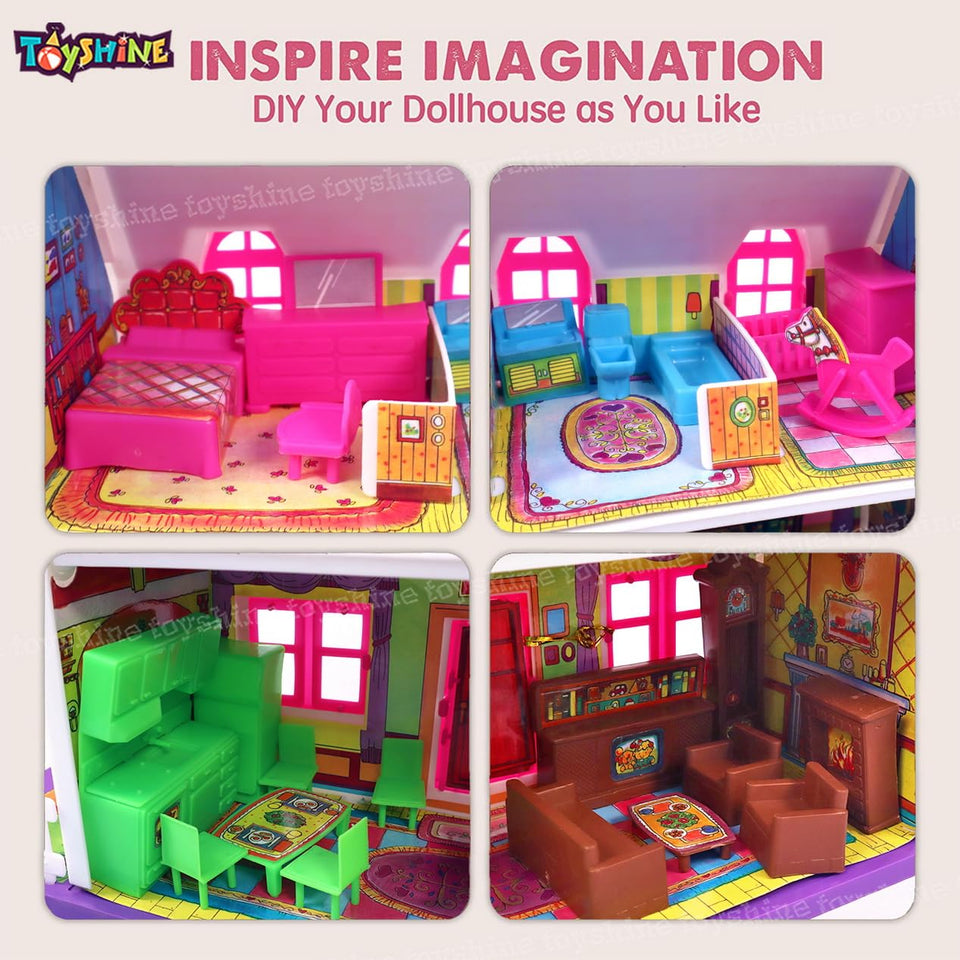 Toyshine Naira's Home Sweet Dream DIY Doll House with 1 Doll and Furniture, Accessory