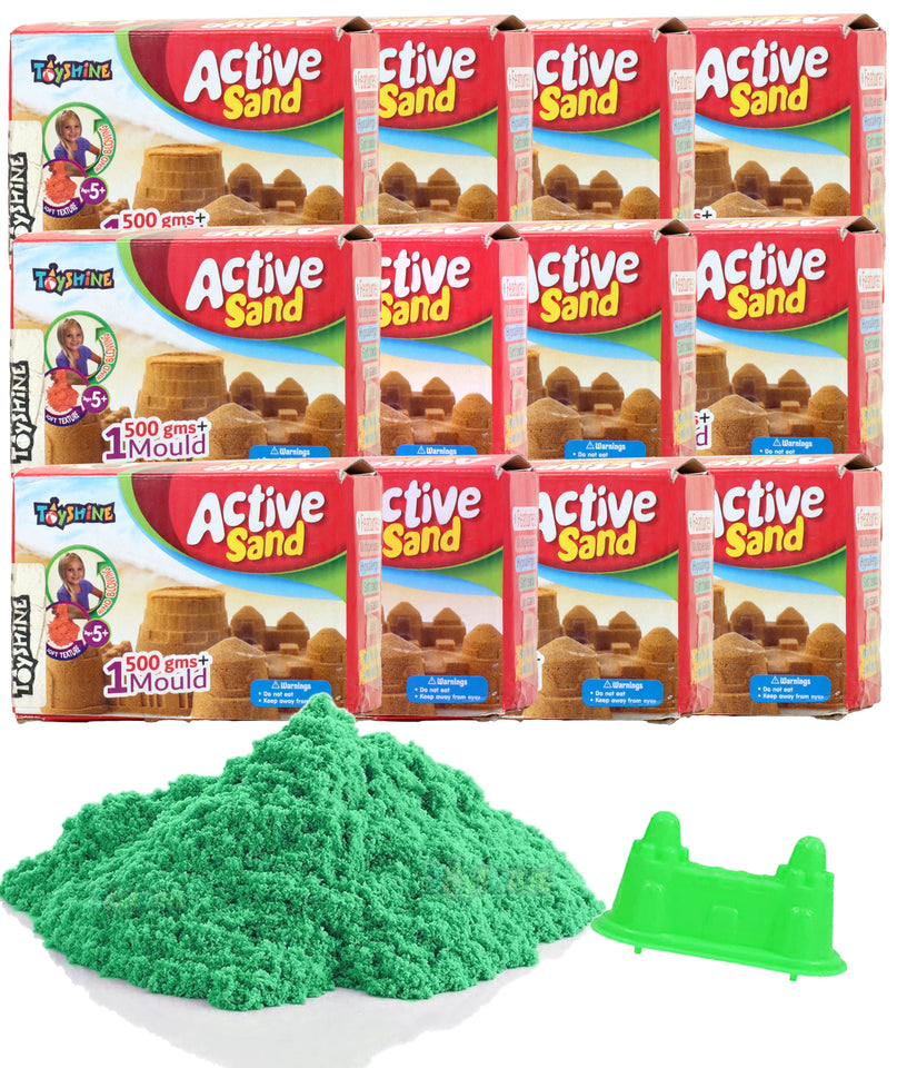 Toyshine Creative Sand Set for Kids – Natural Sand Kit for Kids,| Soft Sand Clay Toys for Kids Boys Girls Without Mould - 500G, Green - Pack of 12 A Return Gift Set