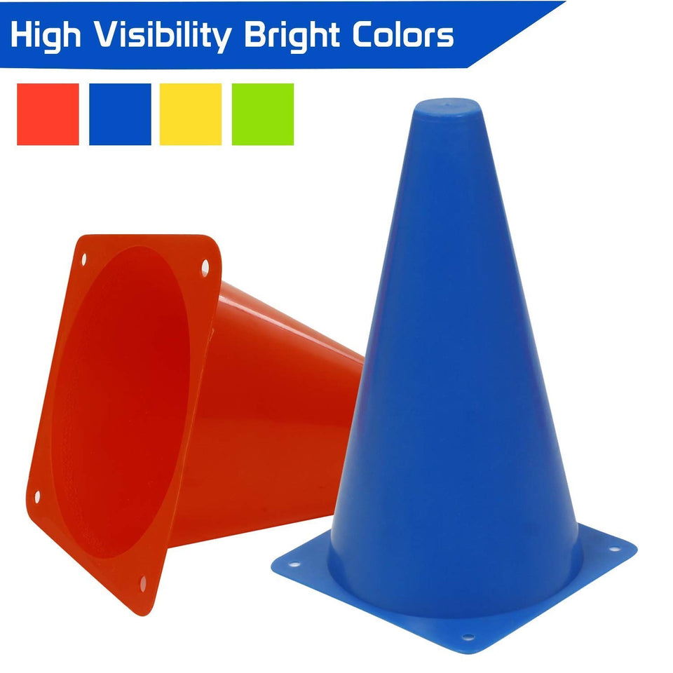 Toyshine 9 Inch Plastic Multicolored Stacking Cones  | Perfect for Sports Training Shapes Color Recognition | Set of 24 (SSTP)