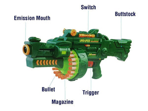 Toyshine Blaze Storm Soft Bullet Automatic Gun with 40 Darts Green (Battery Included)