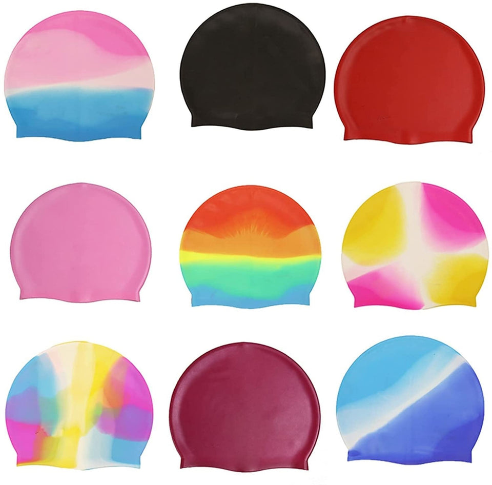 Toyshine Friendly Swede Silicone Long Hair Swim Caps - Durable Silicone Swimming Caps (Pack of 3) Color May varySSTP