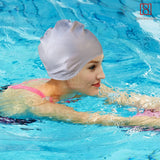 Toyshine Spanker Unisex Swim Caps with 3D Ear Protection, Durable Flexible Silicone Swimming Hats