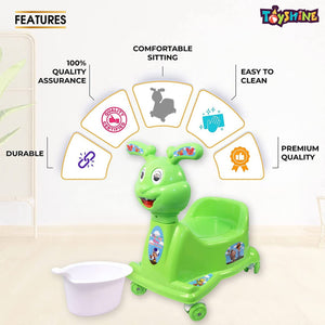Toyshine 3 in 1 Rabbit Rider Cum Potty Chair, Pot Seat Potty Training for kids - RIding Scooter - Green