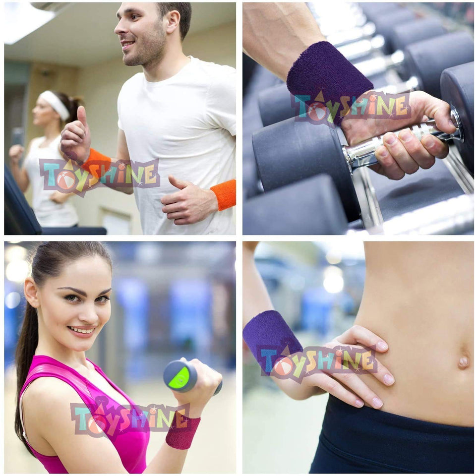 Toyshine Thick Cotton Wristbands, Athletic Sweat Bands for Sports Activities - Pack of 5 Pairs (SSTP)