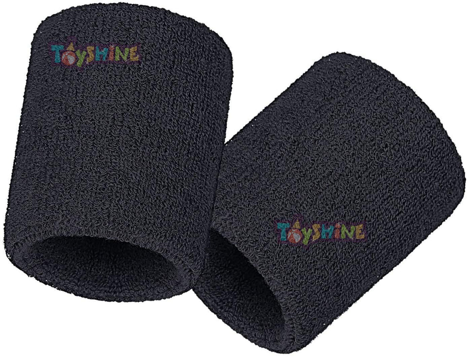 Toyshine Thick Cotton Wristbands, Athletic Sweat Bands for Sports Activities - Pack of 5 Pairs (SSTP)
