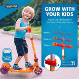 Toyshine Rodeo Runner Scooter for Kids with Protective Gears, Anti Slip ABS Base and Aluminium Structure Ride-on, Height Adjustable, 3 Wheel Rider for Boys and Girls Ages 3+, Orange