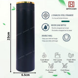 Spanker Water Bottle with LED Temperature Display, Double Walled Vacuum Insulated Water Bottle, Stainless Steel Sports, BPA-Free Leak Proof Keep Cold, Warm - Black