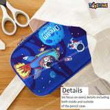 Toyshine Space Theme Hardtop Pencil Case with Compartments - Kids Large Capacity School Supply Organizer Students Stationery Box - Girls Pen Pouch- Dark Blue - M2