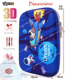 Toyshine Space Theme Hardtop Pencil Case with Compartments - Kids Large Capacity School Supply Organizer Students Stationery Box - Girls Pen Pouch- Dark Blue - M2