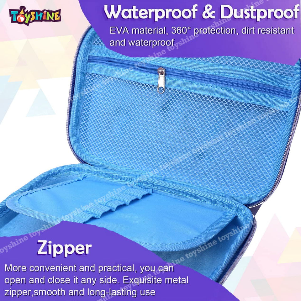 Toyshine Space Theme Hardtop Pencil Case with Compartments - Kids Large Capacity School Supply Organizer Students Stationery Box - Girls Pen Pouch- Dark Blue - M2