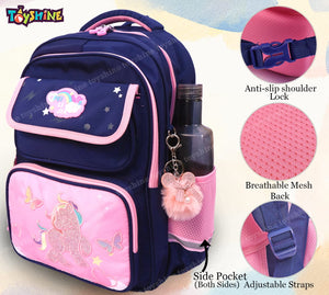 Toyshine Unicorn High School College Backpacks for Teen Girls Boys Lightweight Bag - Blue