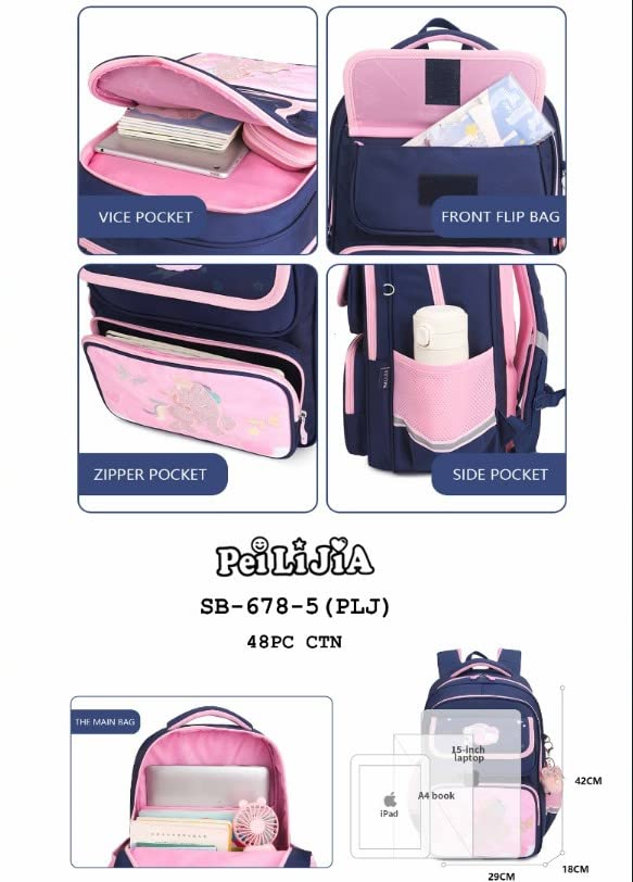 Toyshine Unicorn High School Backpacks for Teen Girls Lightweight Bag - Pink