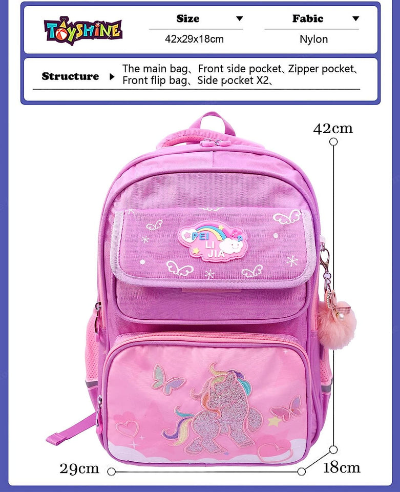 Toyshine Unicorn High School Backpacks for Teen Girls Lightweight Bag - Pink