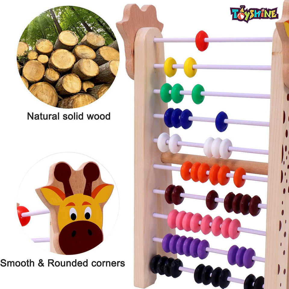 Toyshine Giraffe Wooden Abacus and Learning Play Center - Multi Color