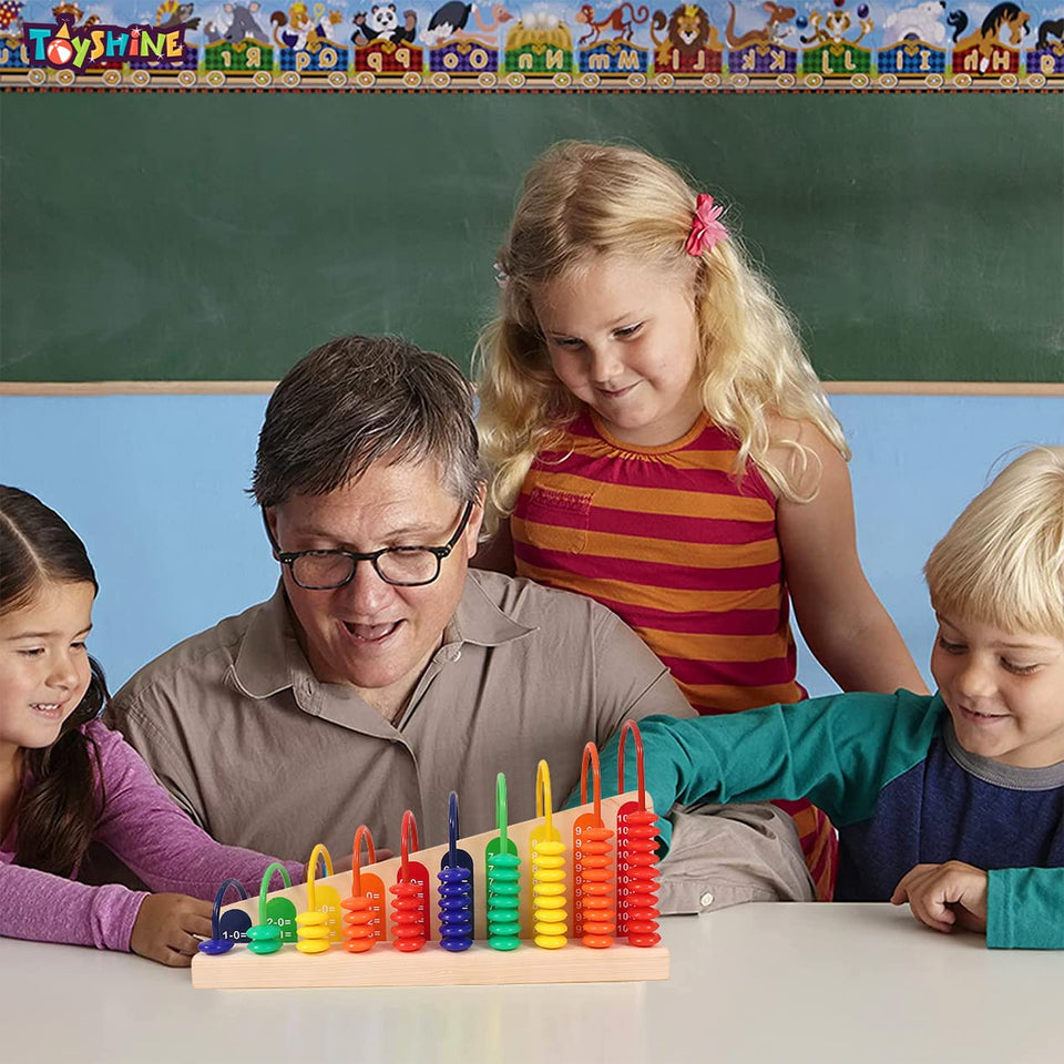 Toyshine Wooden Calculation Abacus Shelf for Counting, Addition and Subtraction, Math’s Learning Early Educational Kit Toy for Kids