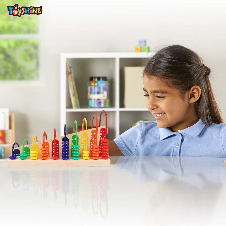 Toyshine Wooden Calculation Abacus Shelf for Counting, Addition and Subtraction, Math’s Learning Early Educational Kit Toy for Kids