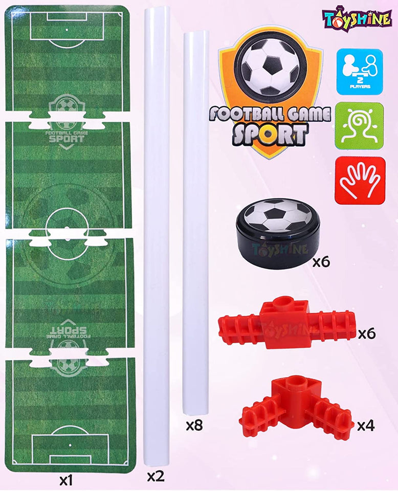 Toyshine Slide and Play Table Football Game - Indoor Table Games for Whole Family, Kids and Adults - Portable Set, 6 Pucks