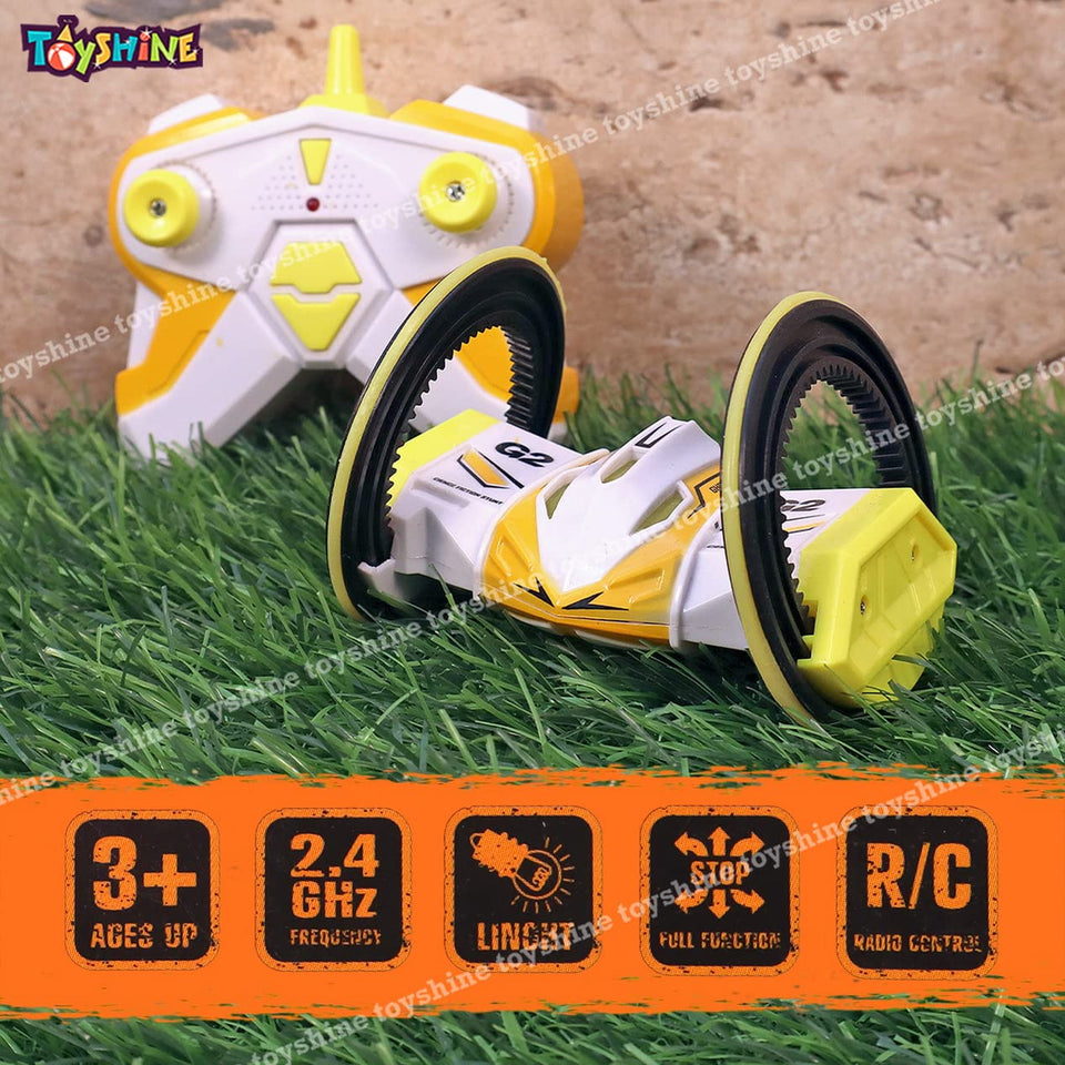 Toyshine Plastic 360 Degree Stunt Car with Lights Rechargeable with Wide Tyres - Pack of 1, Multicolor (B)