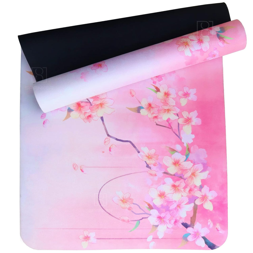 Spanker Premium Yoga Mat - Artist Designed, Premium eco friendly mats, Non Slip, Non toxic, Great For Regular & Hot Yoga, Pilates and Workouts (168 Cms x 68 cms x 6 mm)- Pink SSTP