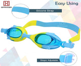 Toyshine Kids Swimming Goggles For (Age 4-12) Waterproof Swim Goggles (2PC) Clear Vision Anti Fog UV Protection, Pink-Light Blue SSTP