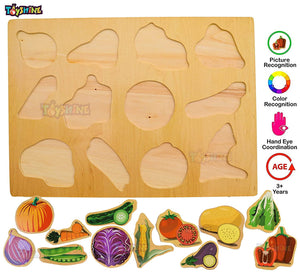 Toyshine Educational and Learning Toy Combo - Vegetable Puzzle with 123 Train Puzzle