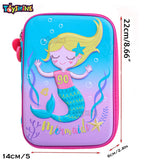 Toyshine Mermaid Hardtop Pencil Case with Compartments - Kids Large Capacity School Supply Organizer Students Stationery Box - Girls Pen Pouch- Multi-Color