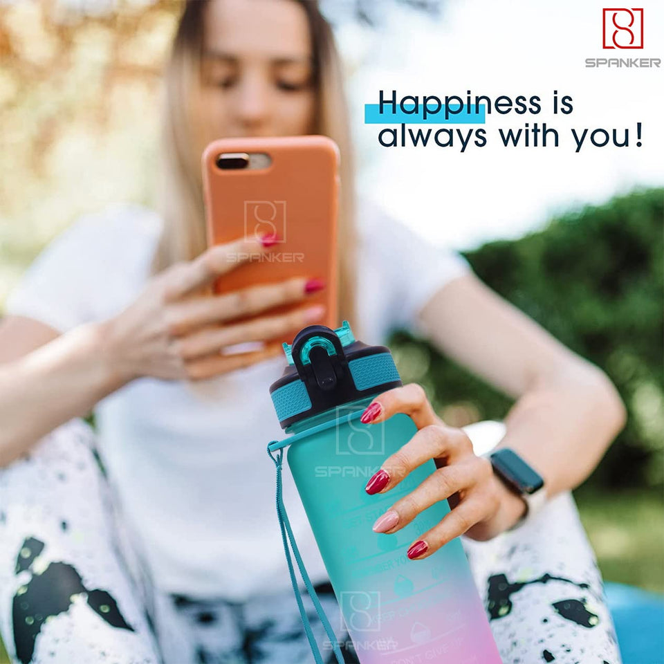 Spanker Combo of 4 You Did It Motivational Leakproof Water Bottle | Time Marker | BPA Free | Fitness Sports Water Bottle
