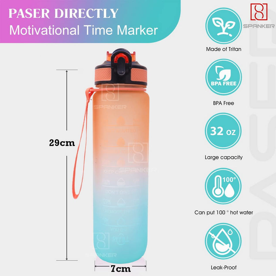 Spanker Combo of 4 You Did It Motivational Leakproof Water Bottle | Time Marker | BPA Free | Fitness Sports Water Bottle