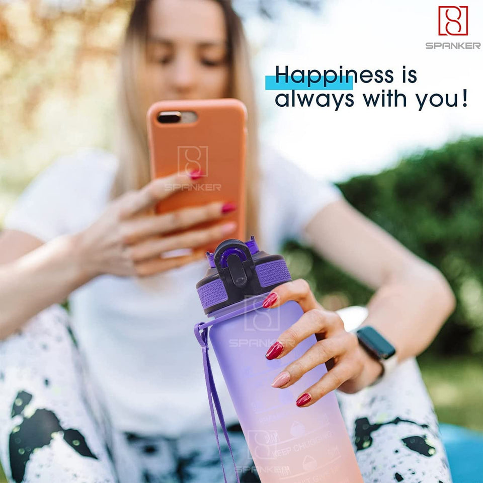 Spanker Combo of 4 You Did It Motivational Leakproof Water Bottle | Time Marker | BPA Free | Fitness Sports Water Bottle