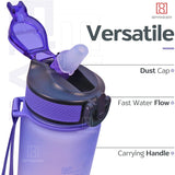 Spanker You Did It Motivational Leakproof Water Bottle with Strap 30Oz (900 ML), Time Marker, BPA Free Fitness Sports Water Bottle, Purple Orange SSTP