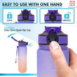 Spanker You Did It Motivational Leakproof Water Bottle with Strap 30Oz (900 ML), Time Marker, BPA Free Fitness Sports Water Bottle, Purple Orange SSTP