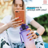 Spanker You Did It Motivational Leakproof Water Bottle with Strap 30Oz (900 ML), Time Marker, BPA Free Fitness Sports Water Bottle, Purple Orange SSTP