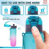 Spanker Fitzlife Motivational Leakproof Water 1000 ML, BPA Free Fitness Sports Water Bottle, Green Purple SSTP