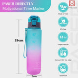 Spanker Fitzlife Motivational Leakproof Water 1000 ML, BPA Free Fitness Sports Water Bottle, Green Purple SSTP