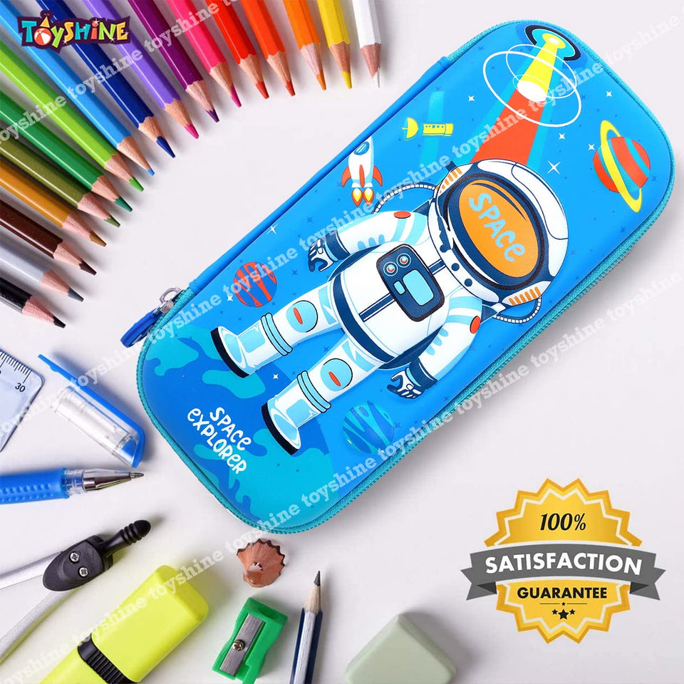 Toyshine EVA Space Explorer Hardtop Pencil Case with Multiple Compartments - Kids School Supply Organizer Students Stationery Box - Girls Pen Pouch- Multi-Color