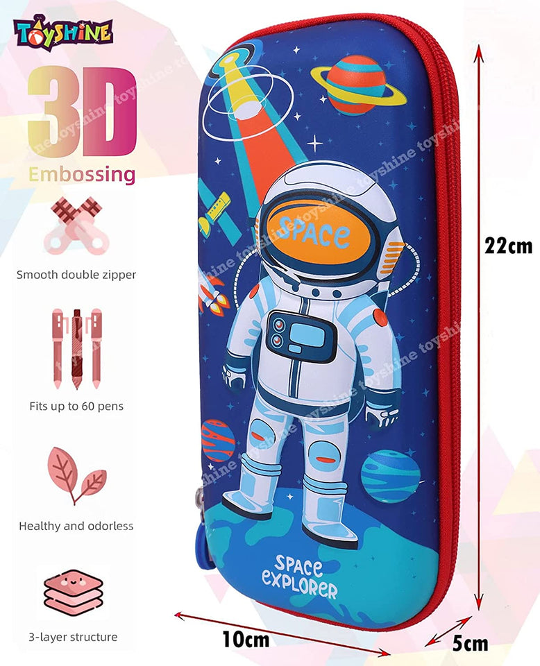 Toyshine EVA Space Explorer Hardtop Pencil Case with Multiple Compartments - Kids School Supply Organizer Students Stationery Box - Girls Pen Pouch- Multi-Color