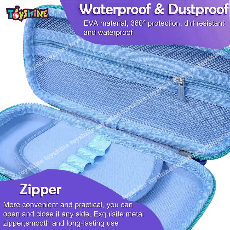 Toyshine Just Dance Robot Hardtop Pencil Case with Multiple Compartments - Kids School Supply Organizer Students Stationery Box - Girls Pen Pouch- Blue