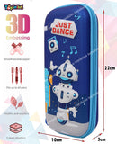 Toyshine Just Dance Robot Hardtop Pencil Case with Multiple Compartments - Kids School Supply Organizer Students Stationery Box - Girls Pen Pouch- Blue