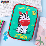 Toyshine Zebra Hardtop Pencil Case with Compartments - Kids Large Capacity School Supply Organizer Students Stationery Box - Girls Boys Pen Pouch